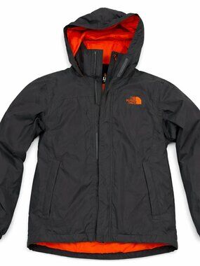 The North Face HyVent Insulated Jacket Black Orange Men’s S Waterproof Hooded